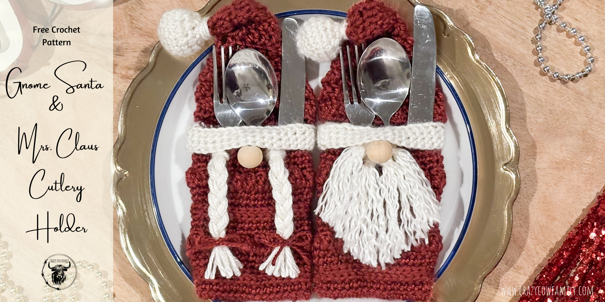 Gnome Santa & Mrs. Claus Cutlery Holder: Crochet Pattern